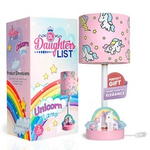 Pink Unicorn Rainbow Lamp - Handpainted Led Nightstand Light For Girls Bedroom - - £58.96 GBP