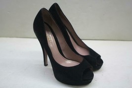 GUCCI Black Suede Leather Shoes 309984 Lisbeth Peep Toe Pumps  35.5 / 5.... - £166.21 GBP