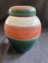 antique chinese ceramic / pottery Lidded Jar. Partly glazed . Marked bottom - $109.00