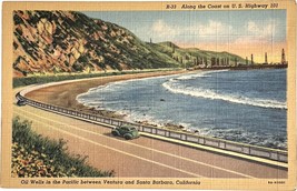 Highway 101 California Coast Highway, Ventura, Santa Barbara, vintage postcard - £9.43 GBP