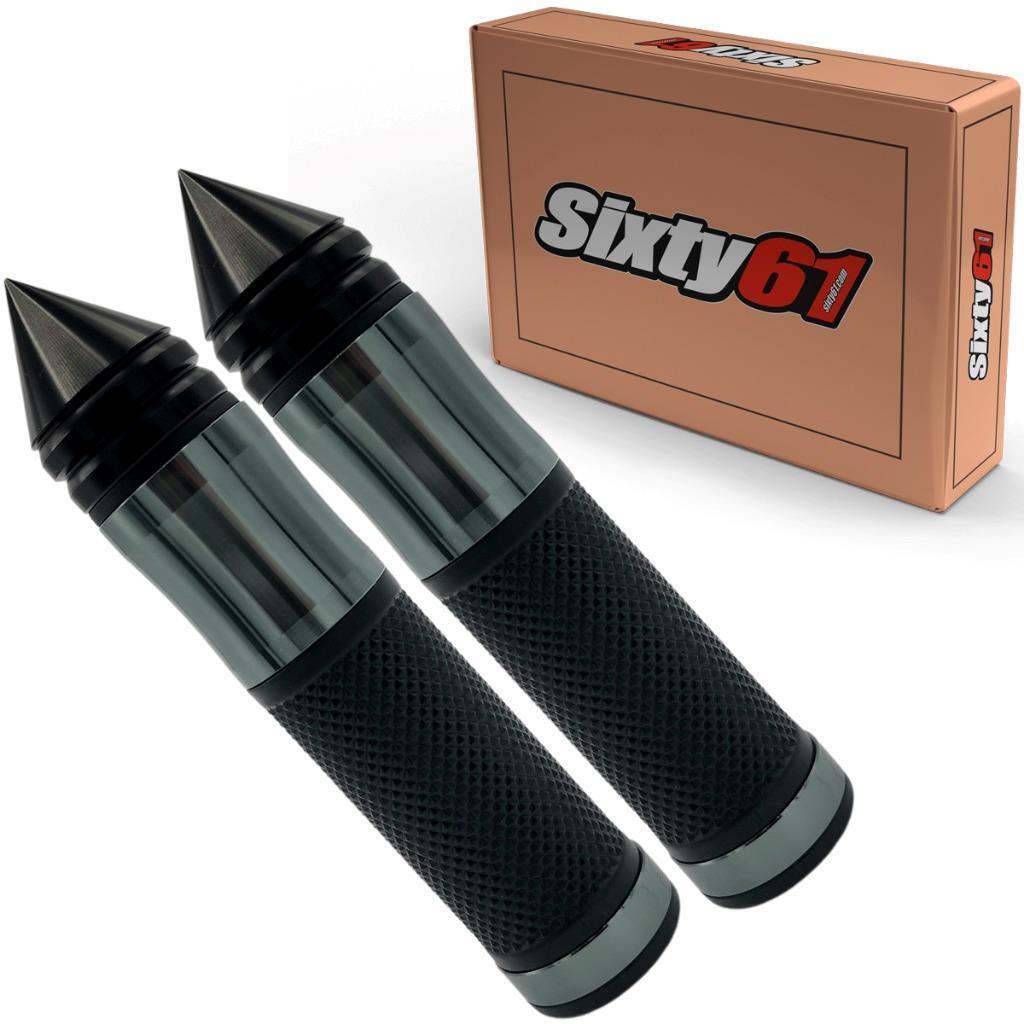 Suzuki GSXR 1000 600 750 Black Dark Silver Gray Hand Grips Gel Spiked Ba... - $51.98
