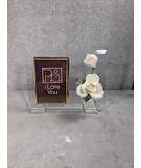 Vintage Paul Sebastian Glass Picture Frame with Ceramic Rose 7x9 For Pho... - $15.98