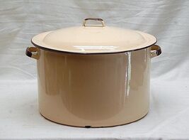 Old Vintage Graniteware Stock Pot w Lid Country Cowboy Chuckwagon Kitche... - $39.59