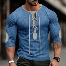 MENS XL BLUE LONG SLEEVE SHIRT SALES Mid Century Ribbed Knit Fashion Clo... - €8,58 EUR