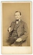 Antique CDV Circa 1860s Handsome Man Goatee Suit Wierstadt Bros New Bedford, MA - $12.19