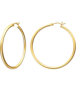 Gold Hoop Earrings for Women 14K Real Gold Plated Hoops with 925 Sterlin... - $28.16 CAD