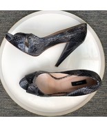 Bally Snakeskin Peep Toe Heels Grey Blue 9.5 40 - €46,34 EUR