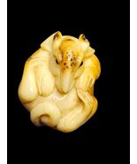 Vintage Japanese Ojime Bead Rat Hand Carved Signed Zodiac Showa Era - €127,22 EUR