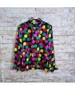Vintage Stanley Sherman Multicolor Silk PolkaDot ButtonDown Blouse Size 12 - $509.36 MXN