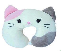 Official KellyToy Squishmallow 12-inch Neck Travel Pillow - KARINA Pink Gray Cat - £32.47 GBP