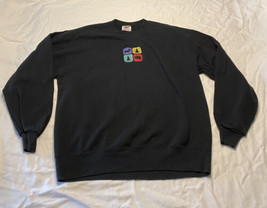Vintage Top Threads Crewneck Sweatshirt Black Camping Outdoors Logo Large - $14.52