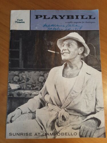 Playbill Sunrise At Campobello~ Ralph Bellamy~ Mary Fickett, Henry Jones... - $12.86