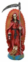 Holy Death Santa Muerte Holding Scythe In Red Tunic Robe Day of The Dead Statue - £24.77 GBP