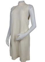 Madewell Cable Knit Sweater Dress Womens L Mockneck Cream Cotton Sleeveless - $43.10