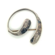 Vintage Signed Sterling 925 Mexican Mid Century Modern Swirl Spiral Brooch Pin - £38.98 GBP