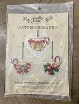 Something Special Cross Stitch Antique Heart Pocket Ornaments 50179 NEW Xmas - $7.92