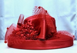 Vintage Vibrant Red Deborah Fashions Ladys Dress Hat - £39.41 GBP