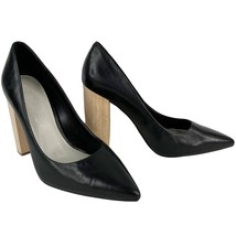 1 State Valencia Leather Wood Block Heel Pumps Black 8.5M - £27.42 GBP