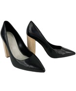 1 State Valencia Leather Wood Block Heel Pumps Black 8.5M - £27.49 GBP