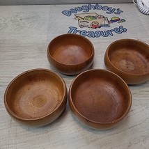 Teak Wood Serving Small 4&quot; Vintage Used Bowls Set of 4 - £11.53 GBP