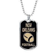 Express Your Love Gifts New Orleans Fan Necklace Dog Tag Engraved 18k Gold 24&quot; C - £54.76 GBP