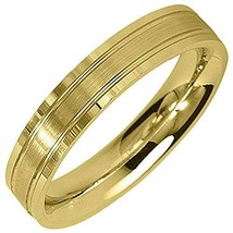 14K Yellow Gold Mens Wedding Band 4mm Satin Flat Comfort Fit - £445.84 GBP