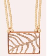 $98 Vince Camuto Pendant Necklace Rose Gold Hemp Cord Square Leaf GR8 Gi... - $34.82 CAD