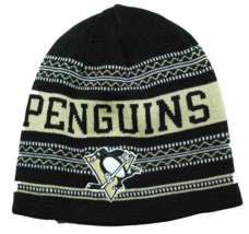 Pittsburgh Penguins Reebok KQ87Z NHL Reversible Hockey Knit  Hat Beanie Toque - £16.42 GBP
