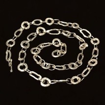 sterling silver necklace with texture links and toggle lock 19”-26.5 gram - £99.91 GBP