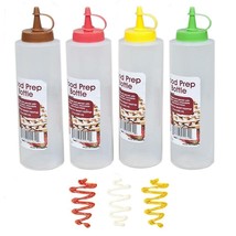 4Pc Clear Squeeze Bottles 12 Oz Condiment Ketchup Mustard Oil Squirt May... - £18.21 GBP