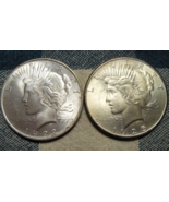 2 BU PEACE 90% SILVER DOLLARS BRILLIANT UNCIRCULATED 1922 &amp; 1925 - $90.00