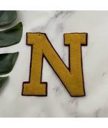 Vintage Letterman Jacket Felt Patch Letter N Gold Yellow Purple School - $25.73