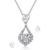 6 mm Dancing Stone Zirconia Heart Tear Drop Pendant Necklace 14k White Gold Over - £77.77 GBP