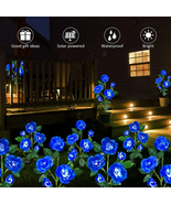 2 pk Solar Garden Stake Lights Rose Flowers Lights LED Yellow Solar Stak... - $56.53+