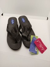 OKABASHI Aspire Flip Flop Sandals Black Women&#39;s Size M 6.5/7.5 Made in USA - £15.01 GBP