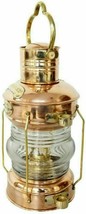 14&quot; Brass &amp; Copper Anchor Oil Lamp-Leeds Burner Hurricane Lantern-Cooper  - $104.41