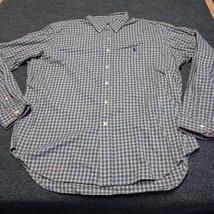 Ralph Lauren Flannel Shirt Men XL Gray Black Watch Plaid Classic Fit But... - £18.11 GBP