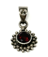 Sterling Silver and Garnet Sunburst Pendant - $28.49