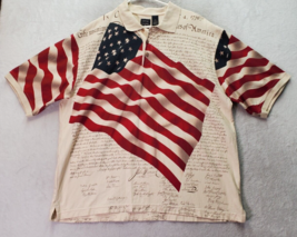 Cotton Traders Polo Shirt Men&#39;s 2XL Multi Patriotic Flag Sport Short Sleeve Slit - £21.18 GBP