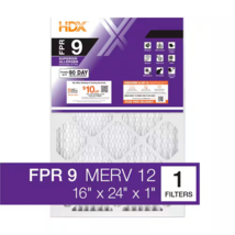 HDX 16 In. X 24 In. X 1 In. Superior Pleated Air Filter FPR 9, MERV 12 - $18.02
