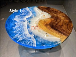 Ocean Wave Epoxy Table, dining, sofa, center Table Tops Live Edge Walnut Tables - £178.06 GBP+