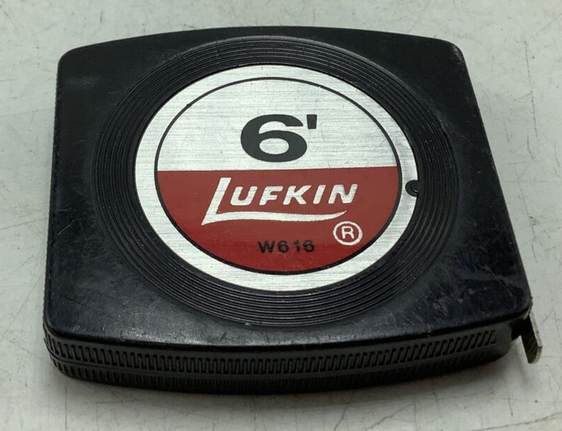 Vintage LUFKIN 6’ tape measure W616 Pee Wee 6 ft BLACK, SILVER Nice cond... - $8.59
