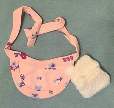 2-Piece Set Bib &amp; Hand-Knit Booties ~ Clothes For American Girl 15&quot; Bitty Baby - £8.69 GBP