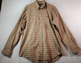 Polo Ralph Lauren Shirt Mens Large Tan Plaid Cotton Long Sleeve Button Down EUC - £13.69 GBP