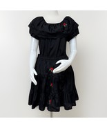 Vtg Square Dance Outfit Womens M Skirt Blouse Black Rose Ruffle Lace Flo... - $1,071.18 MXN