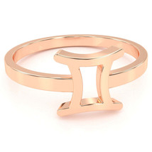 Gemini Zodiac Sign Ring In Solid 14k Rose Gold - £159.04 GBP