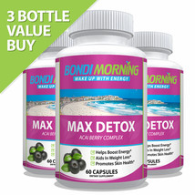 Acai Berry Max Detox Dietary Capsules For Colon Cleansing, 60 Caps x 3 - £44.95 GBP