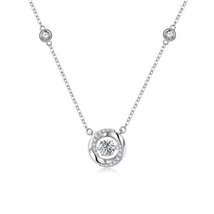 Gift for Women Wife Mom, 925 Sterling Silver Heartbeat Necklace Cubic Zirconia P - £22.98 GBP
