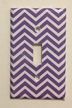 Purple  &amp; White Chevron Light Switch Plate Cover wall home decor Bedroom Nursery - £8.35 GBP