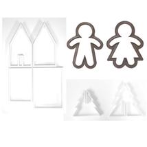 3D Gingerbread Village Christmas Holiday Set Of 4 Cookie Cutters USA PR1116 - £10.93 GBP